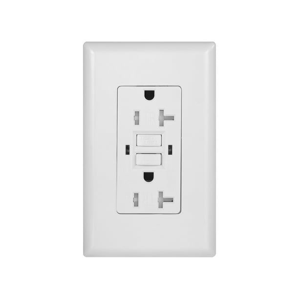 White Dependable Direct UL Listed cUL Listed 1 Pack GFCI Duplex Outlet Receptacle Tamper Resistant & Weather Resistant 20-Amp/125-Volt Wall Plate and Screws Included Self-Test Function with LED Indicator 